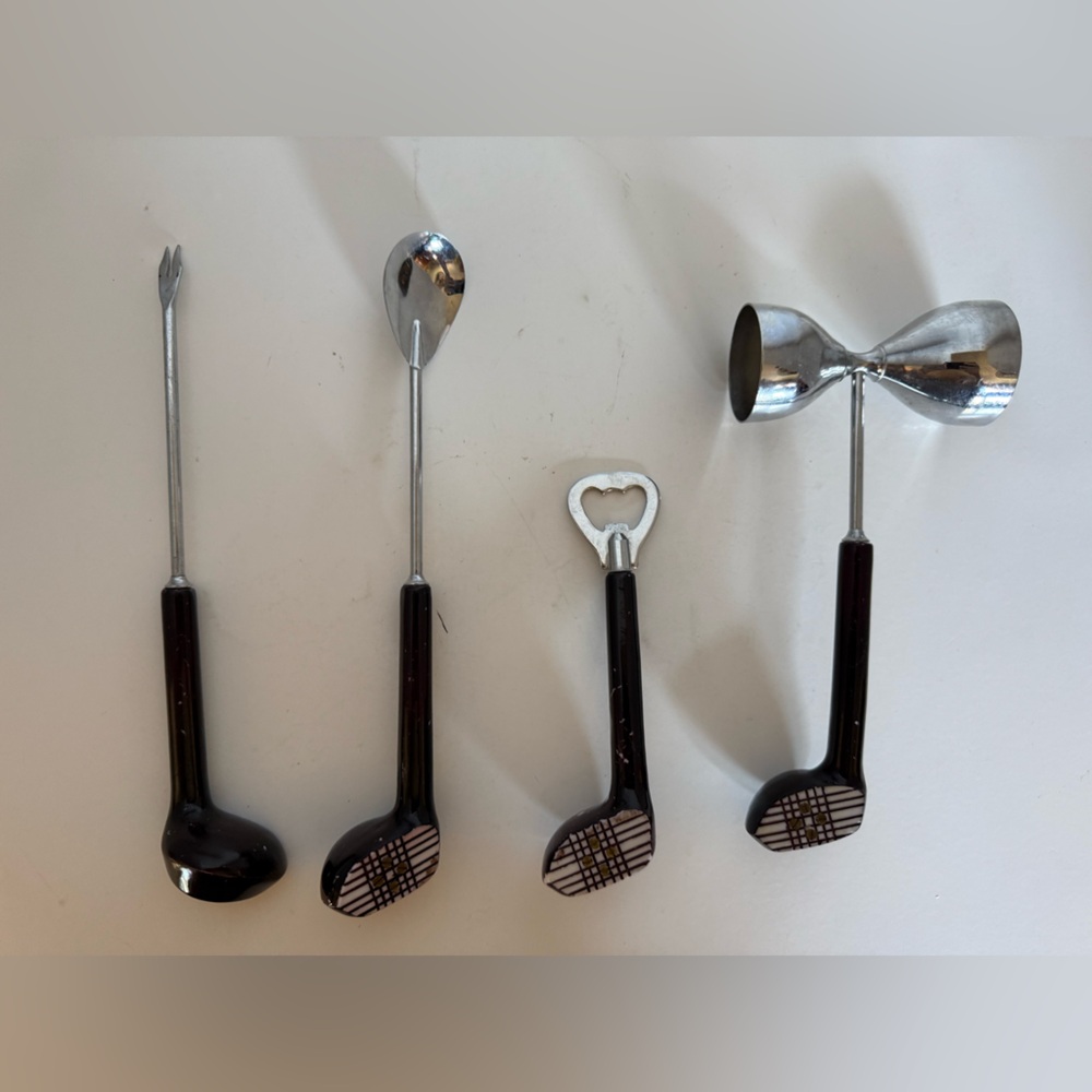 Vintage MCM Golf Barware - 4 Piece Set ( 1960s)